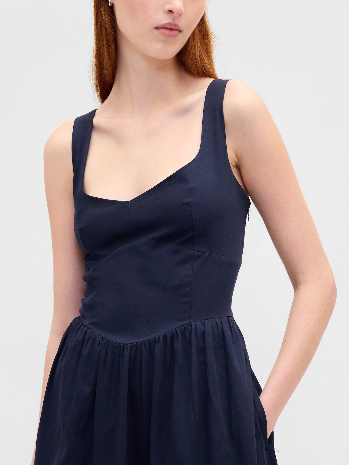 Seamed Drop-Waist Maxi Dress