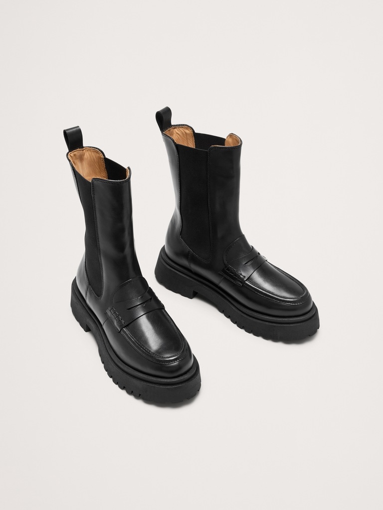 Italian Leather Penny Chelsea Boot