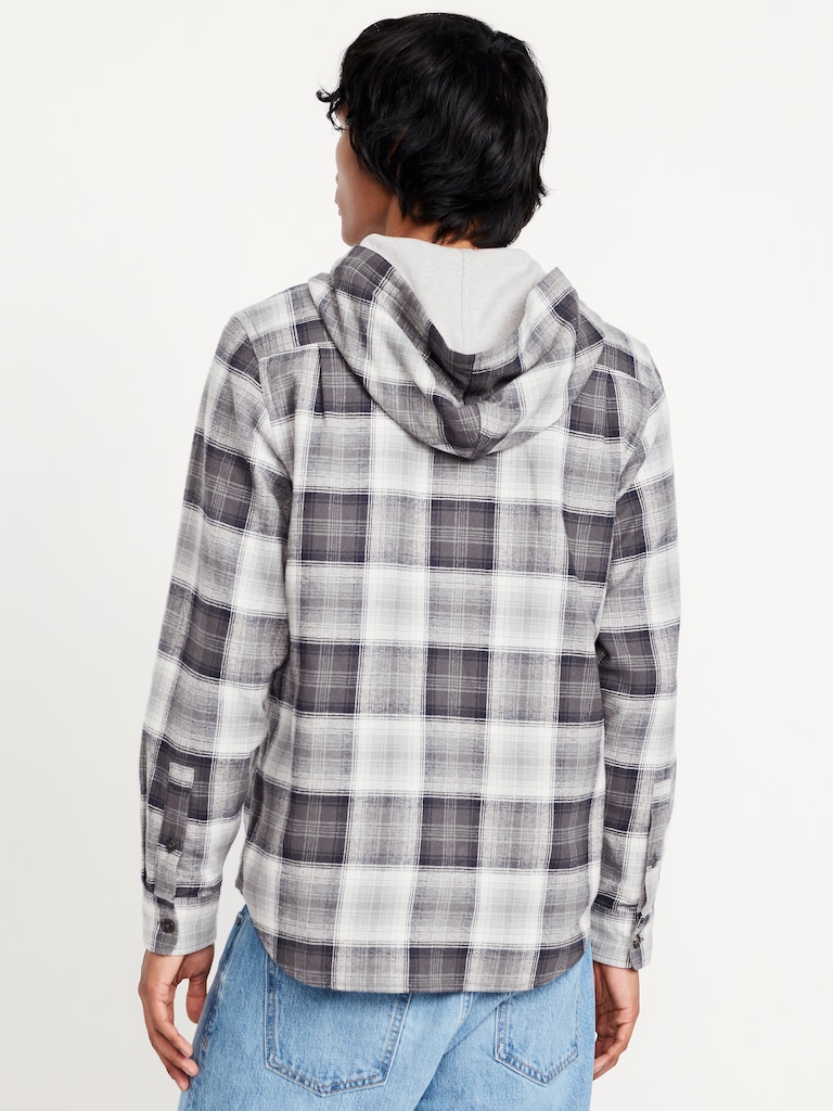Hooded Plaid Flannel Shirt