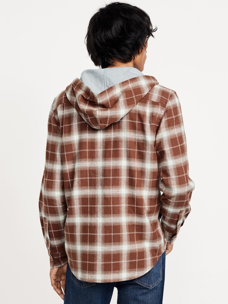 Hooded Plaid Flannel Shirt