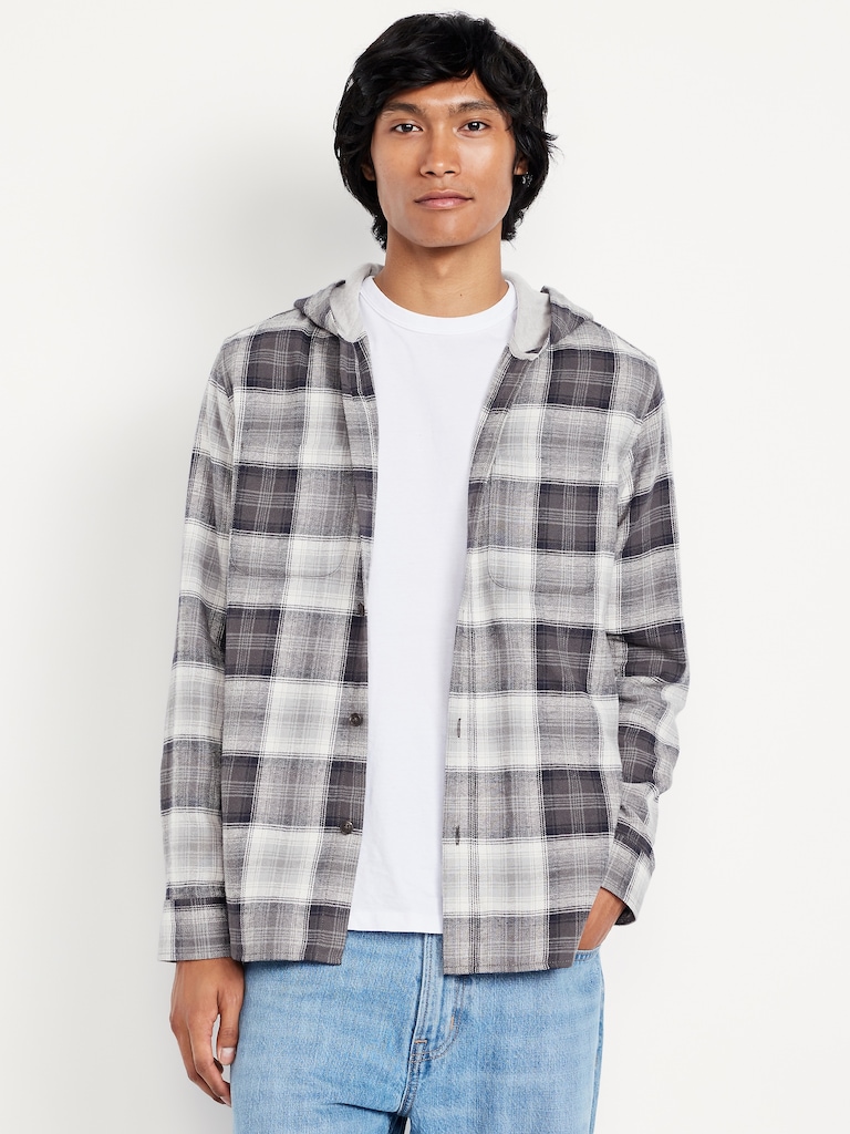 Hooded Plaid Flannel Shirt