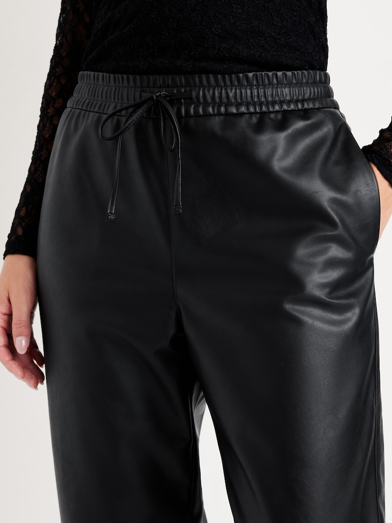 High-Waisted Billie Faux-Leather Ankle Trouser