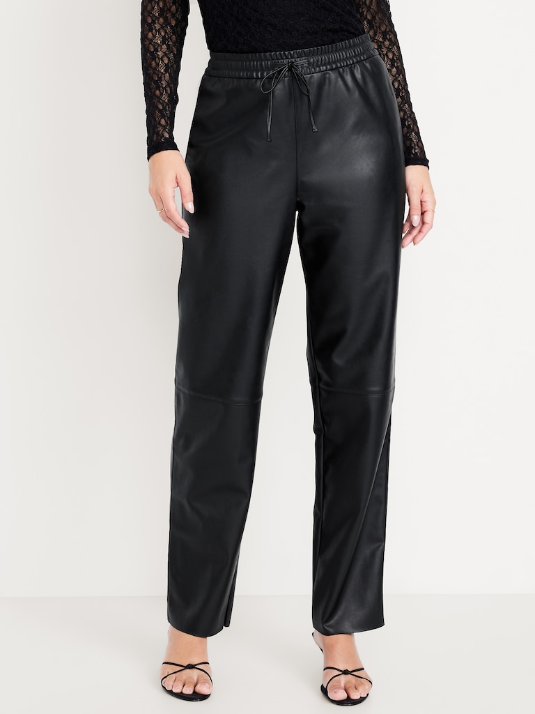 High-Waisted Billie Faux-Leather Ankle Trouser