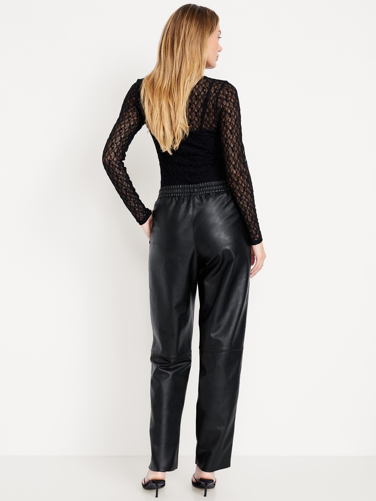 High-Waisted Billie Faux-Leather Ankle Trouser