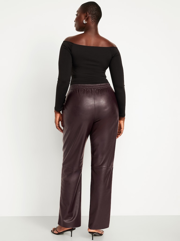 High-Waisted Billie Faux-Leather Ankle Trouser