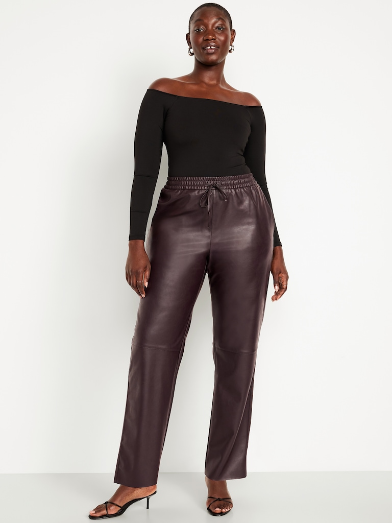 High-Waisted Billie Faux-Leather Ankle Trouser