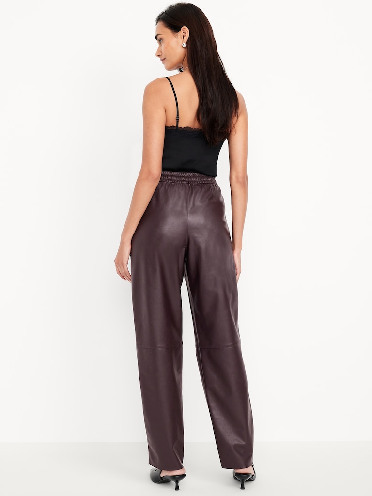 High-Waisted Billie Faux-Leather Ankle Trouser