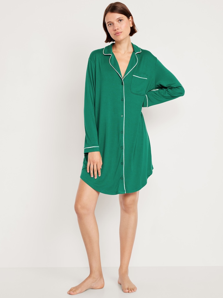 Long-Sleeve Knit Sleep Shirt