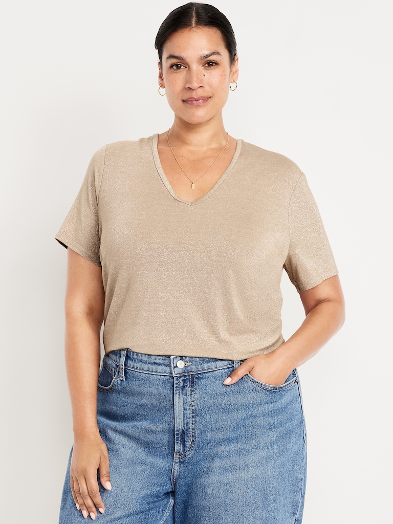 Luxe V-Neck Shine T-Shirt