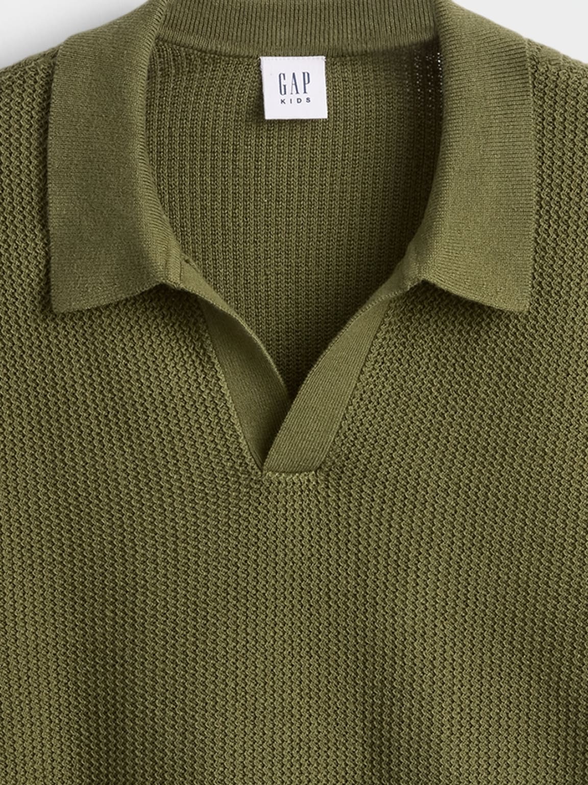 Kids Johnny-Collar Waffle Shirt