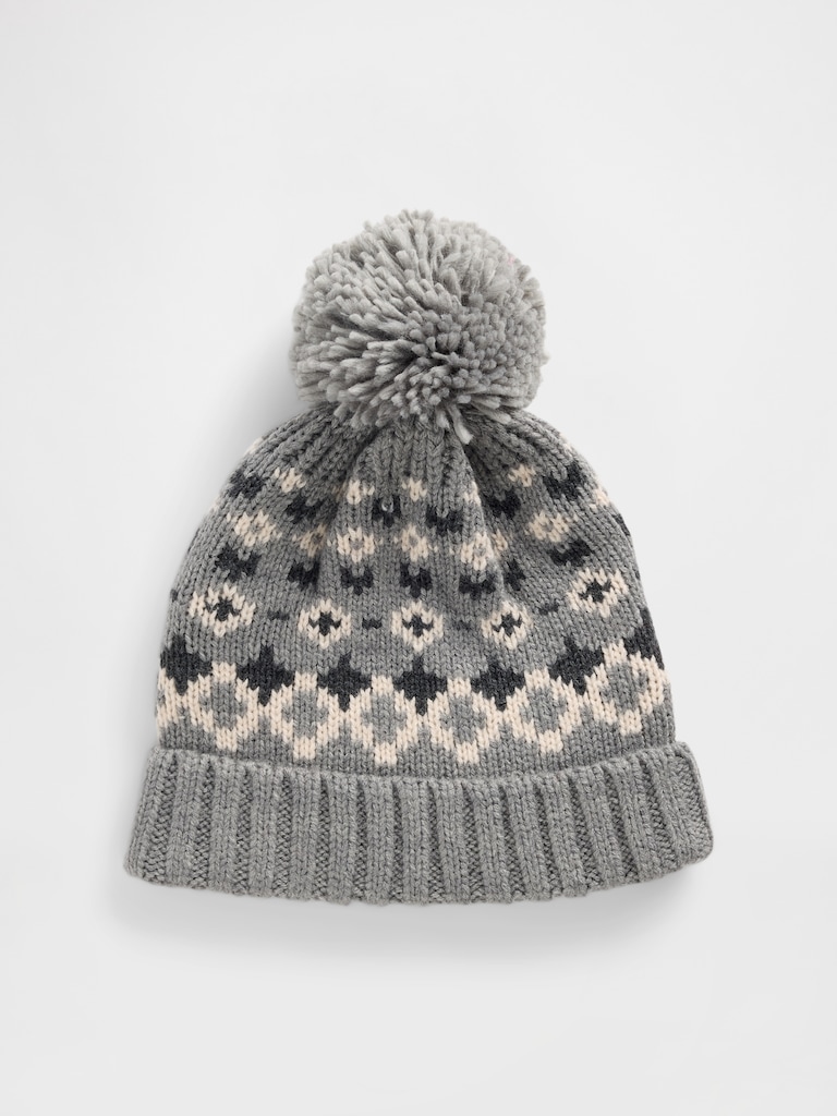 Fair Isle Poof Beanie