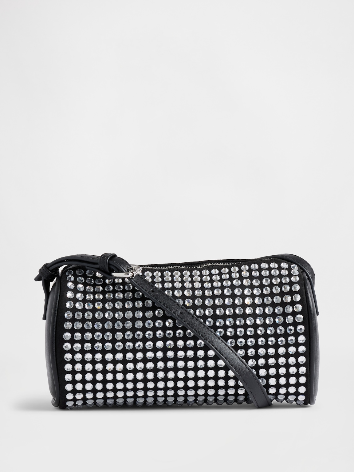 Vegan Leather Rhinestone Barrel Bag