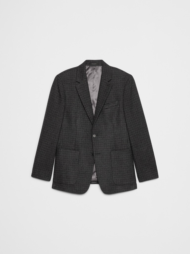 Tailored-Fit Wool-Blend Houndstooth Jacket