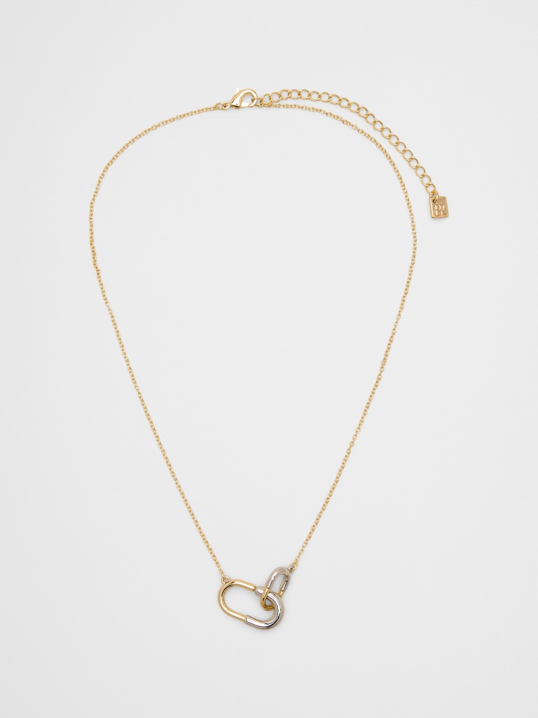 Mixed Metal Interlock Paperclip Necklace