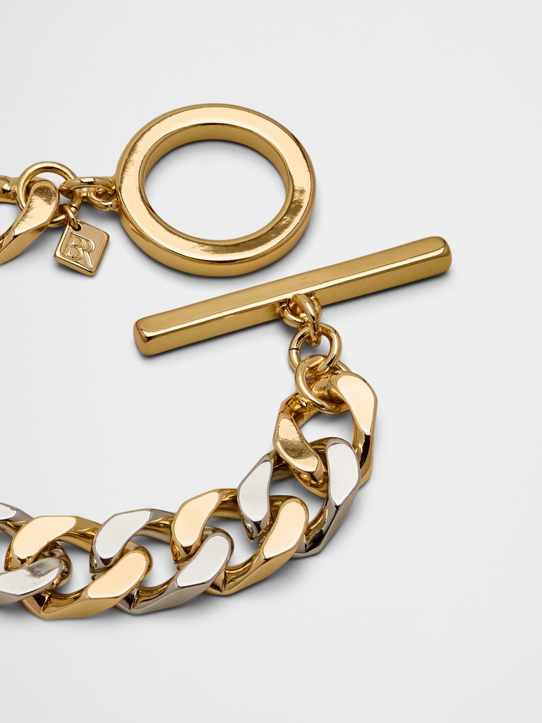 Mixed Metal Curb Chain Bracelet