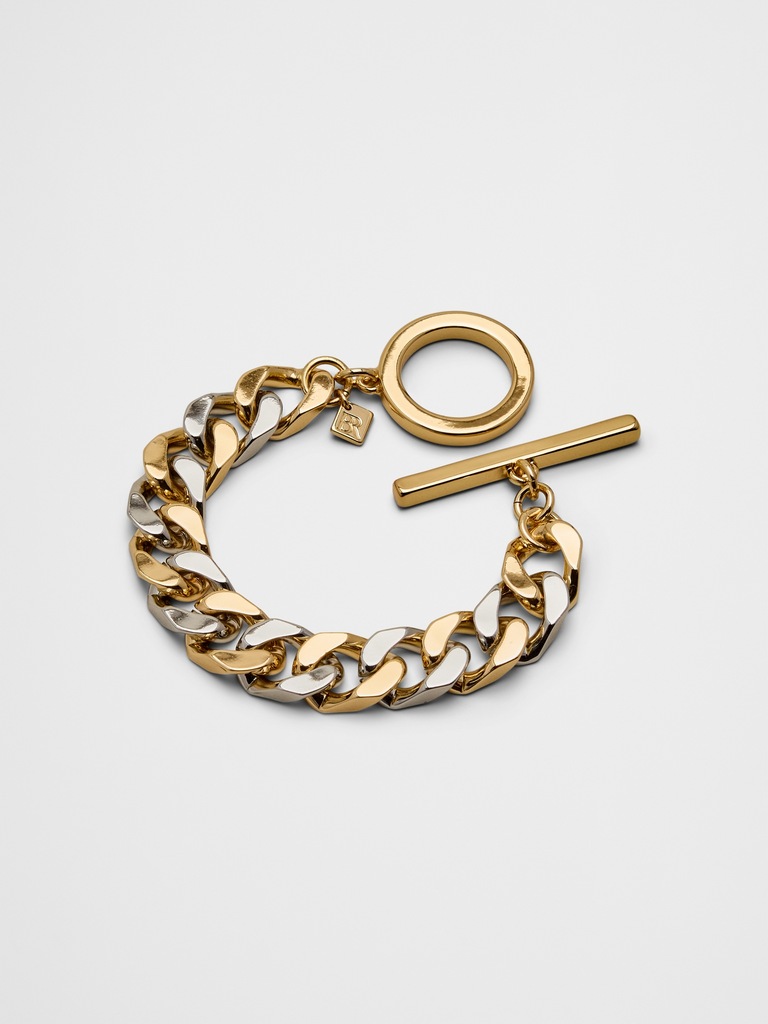 Mixed Metal Curb Chain Bracelet