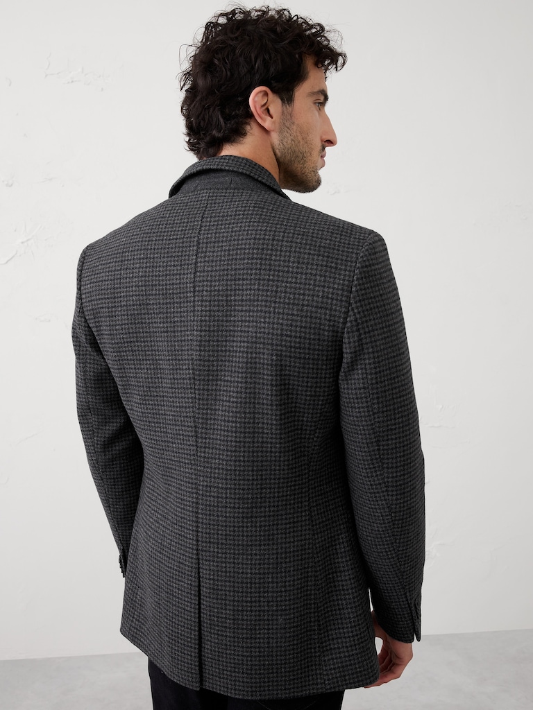 Tailored-Fit Wool-Blend Houndstooth Jacket
