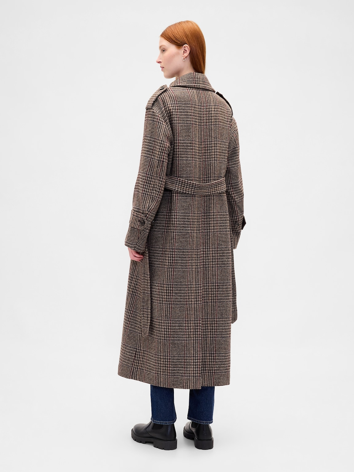 Wool-Blend Herringbone Trench Coat