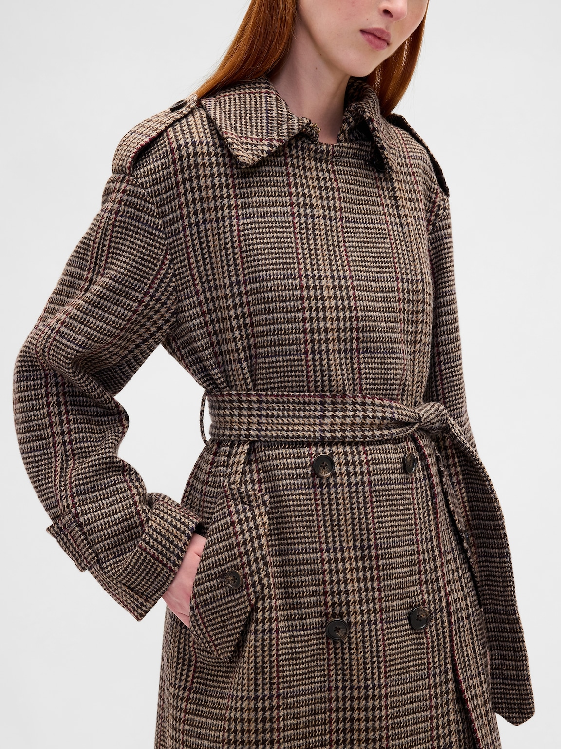 Wool-Blend Herringbone Trench Coat