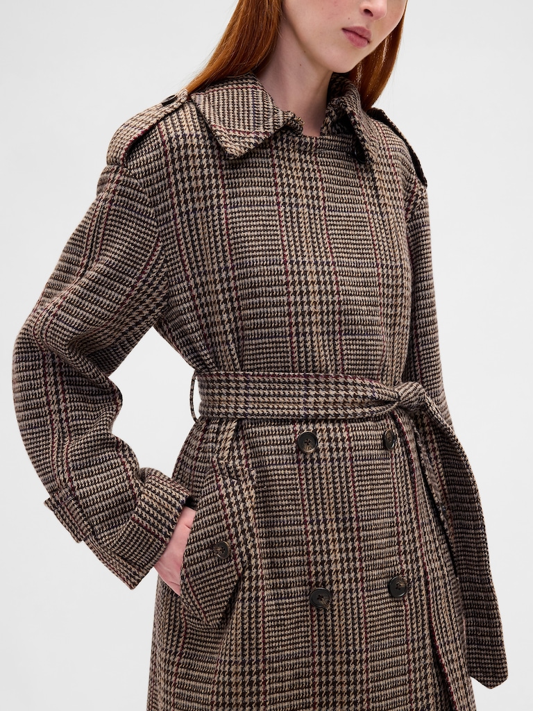 Wool-Blend Herringbone Trench Coat
