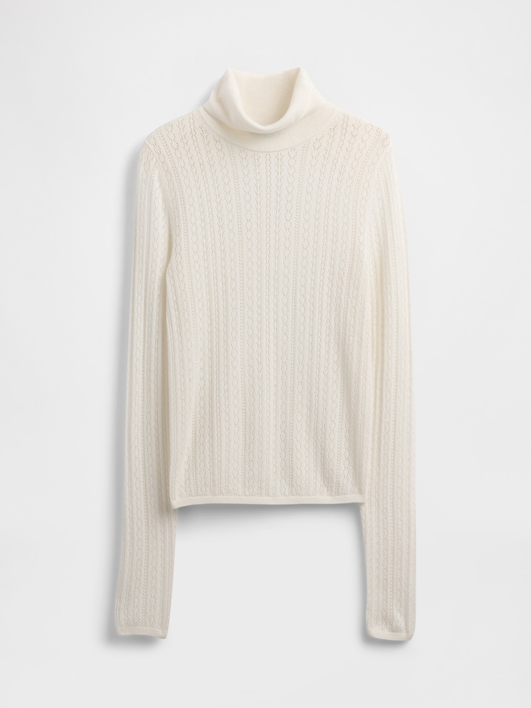 Pointelle Turtleneck Sweater