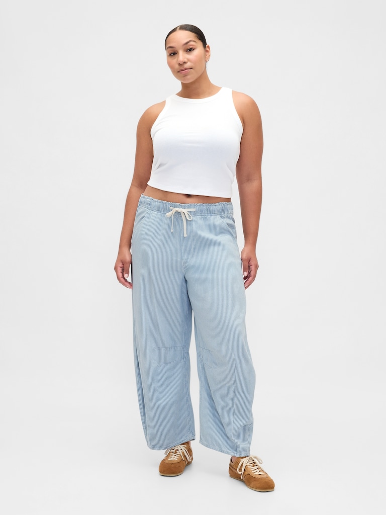 Mid Rise UltraSoft Denim Stripe Easy Horseshoe Jeans