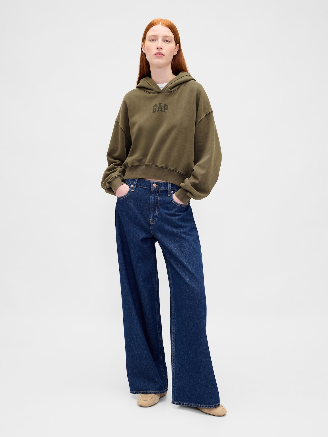 VintageSoft Crop Logo Hoodie