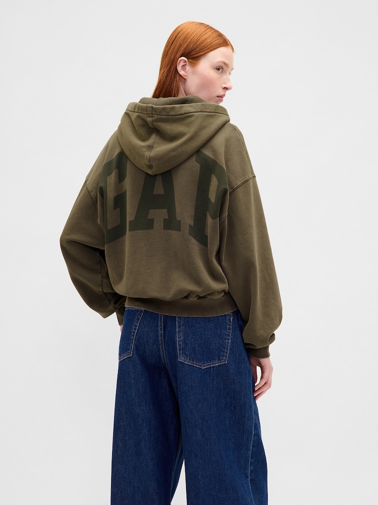 VintageSoft Crop Logo Hoodie
