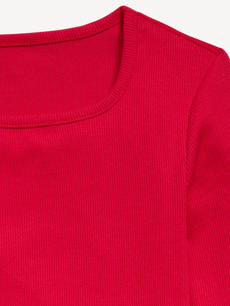 Long-Sleeve Fitted Ribbed Top for Girls