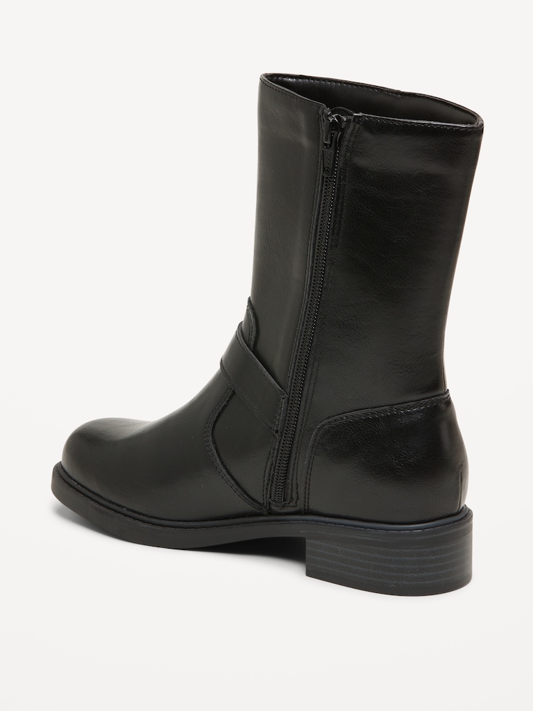 Faux-Leather Side-Zip Boots for Girls
