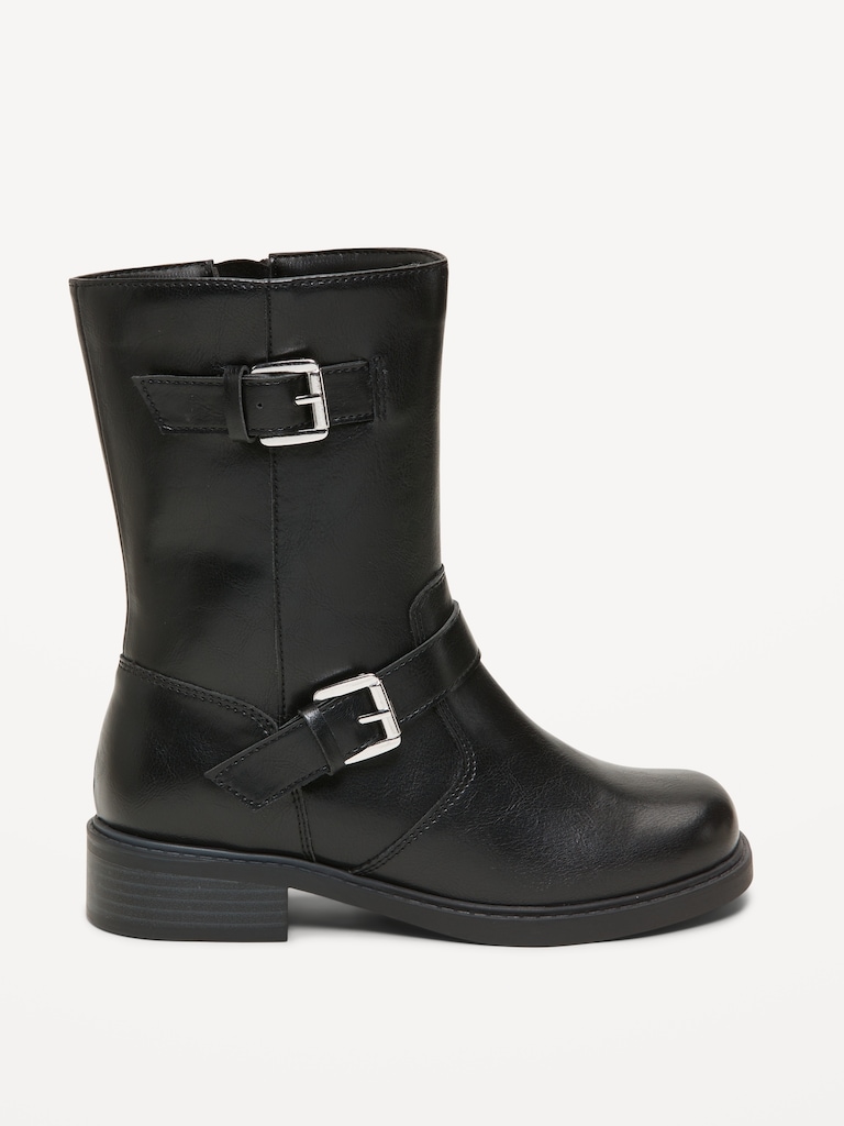 Faux-Leather Side-Zip Boots for Girls