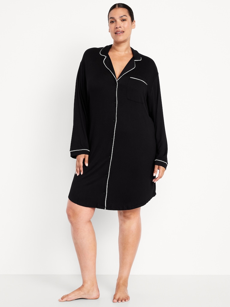 Long-Sleeve Knit Sleep Shirt