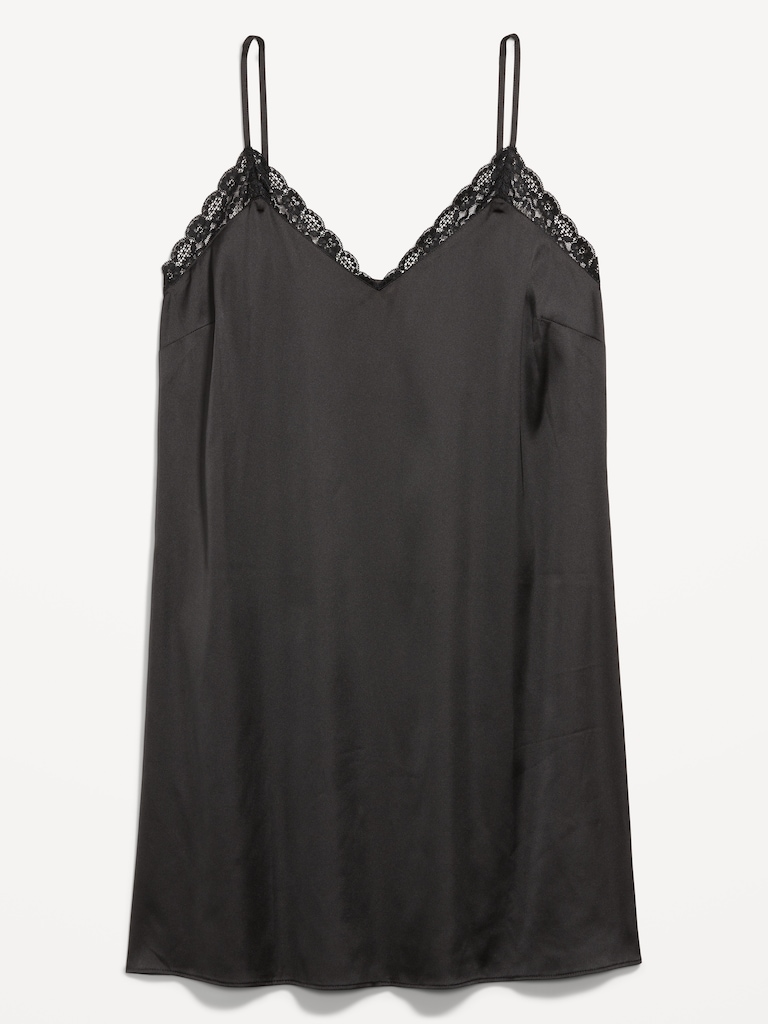 Lace-Trim Satin Nightgown