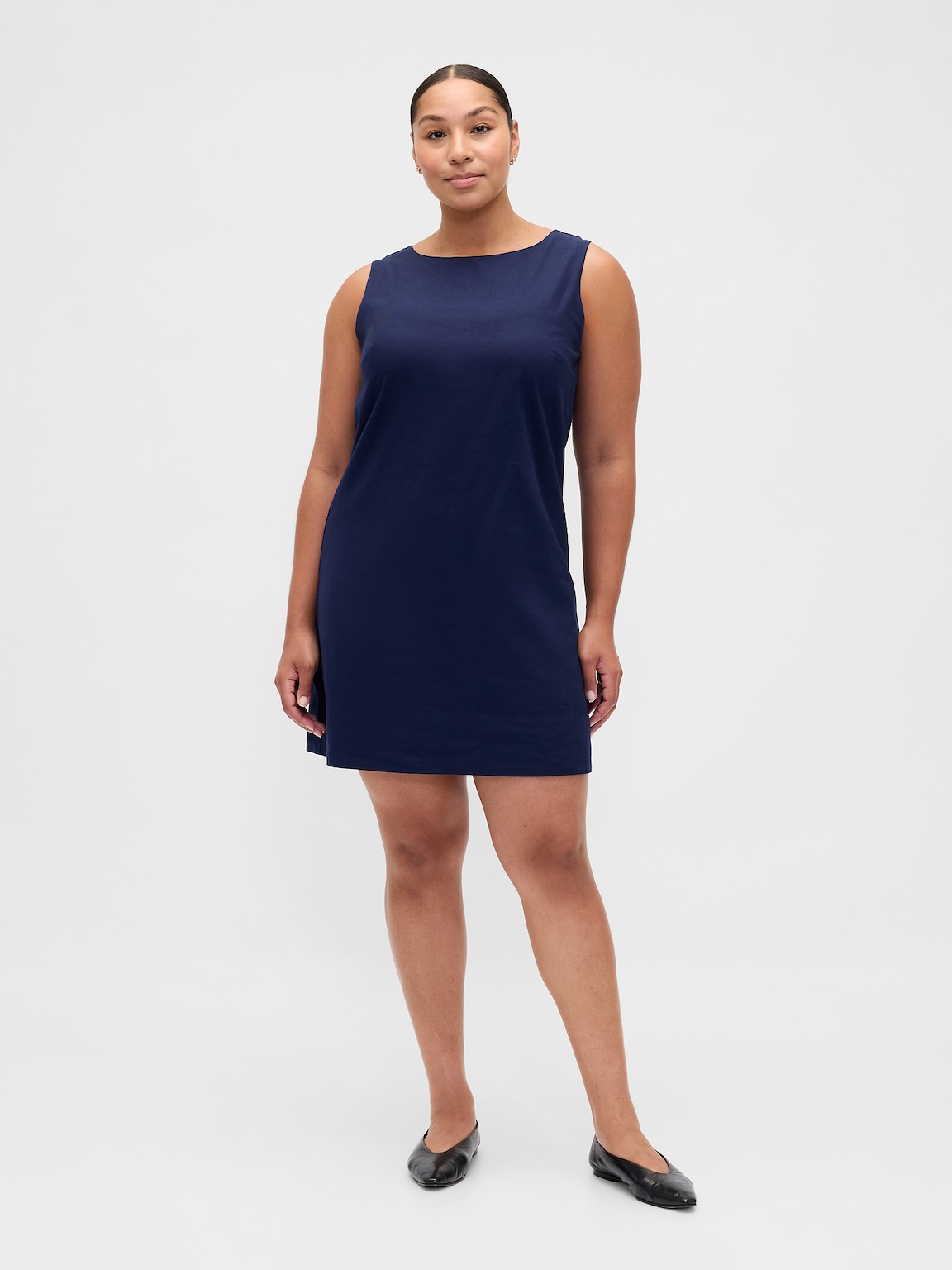 Linen-Blend Mini Shift Dress