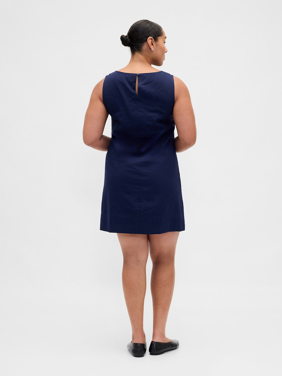 Linen-Blend Mini Shift Dress