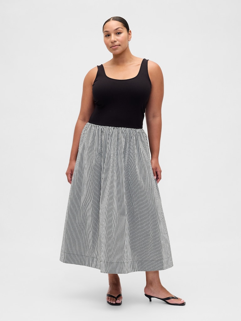 Mixed Media Drop-Waist Maxi Dress