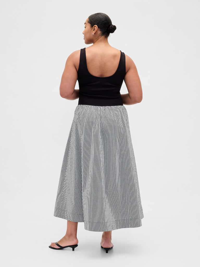 Mixed Media Drop-Waist Maxi Dress