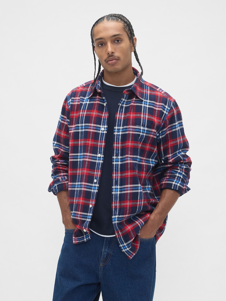 Organic Cotton Relaxed Flannel Shirt