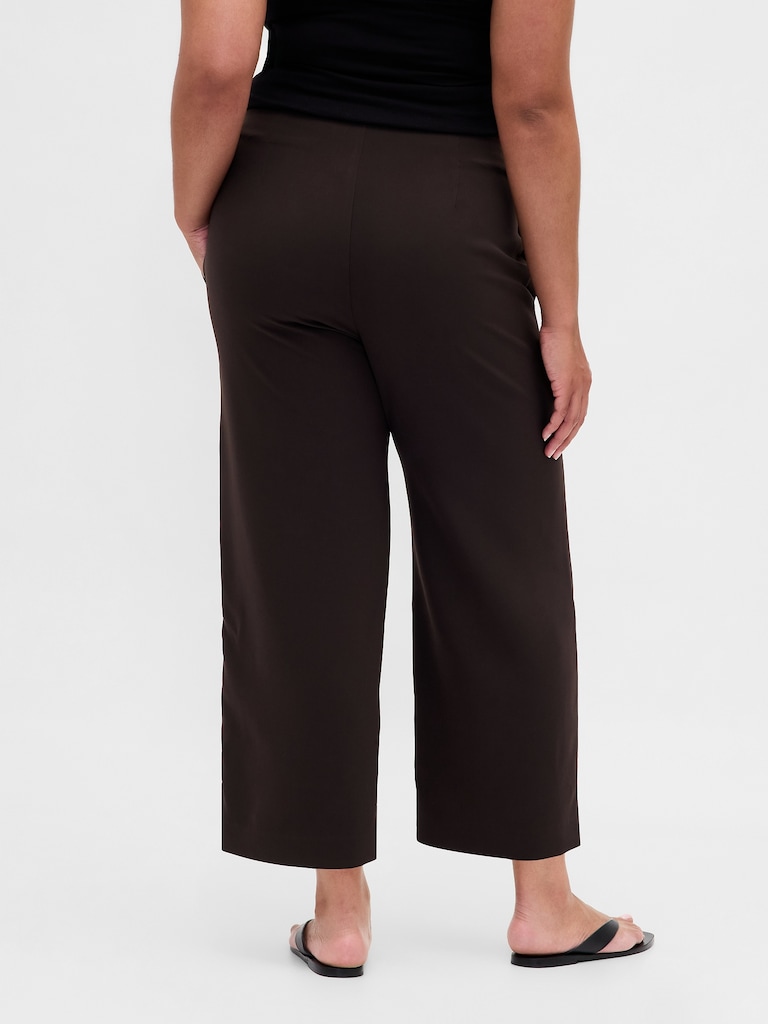 High Rise Twill Straight Ankle Pants