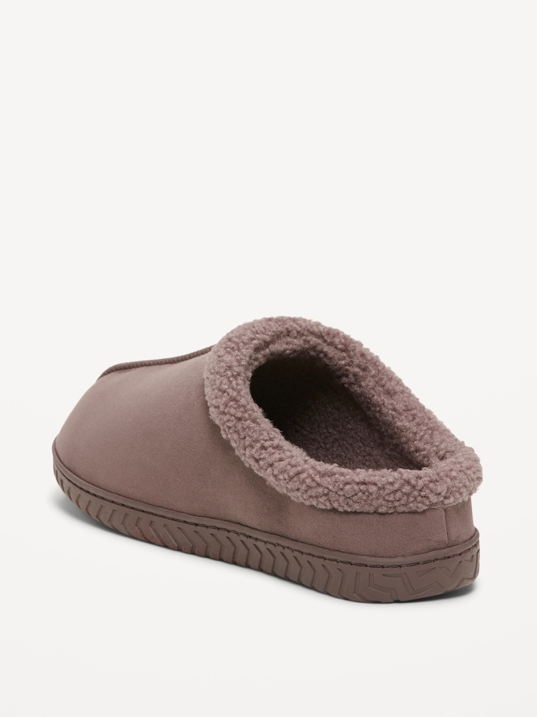 Faux-Suede Sherpa-Lined Clog Slippers for Men