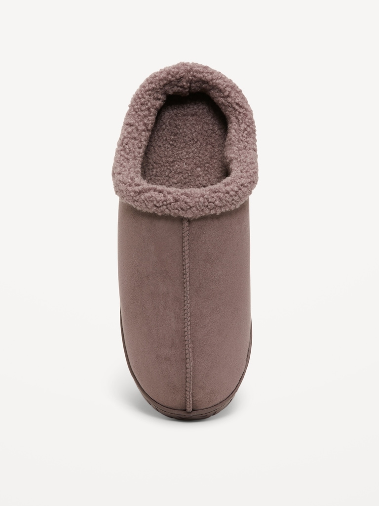 Faux-Suede Sherpa-Lined Clog Slippers for Men