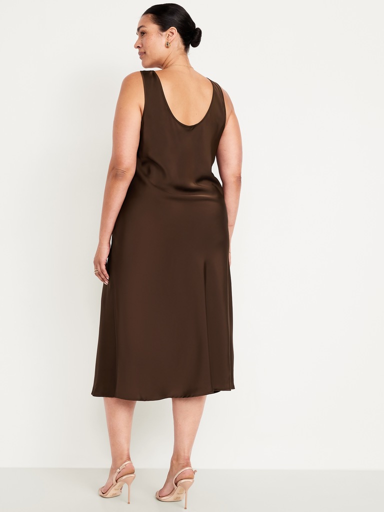 Sleeveless Satin Midi Dress