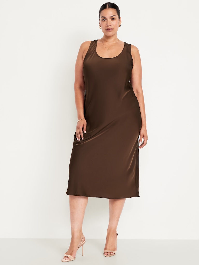 Sleeveless Satin Midi Dress