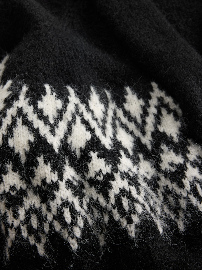 Wool-Blend Fair Isle Shawl Cardigan