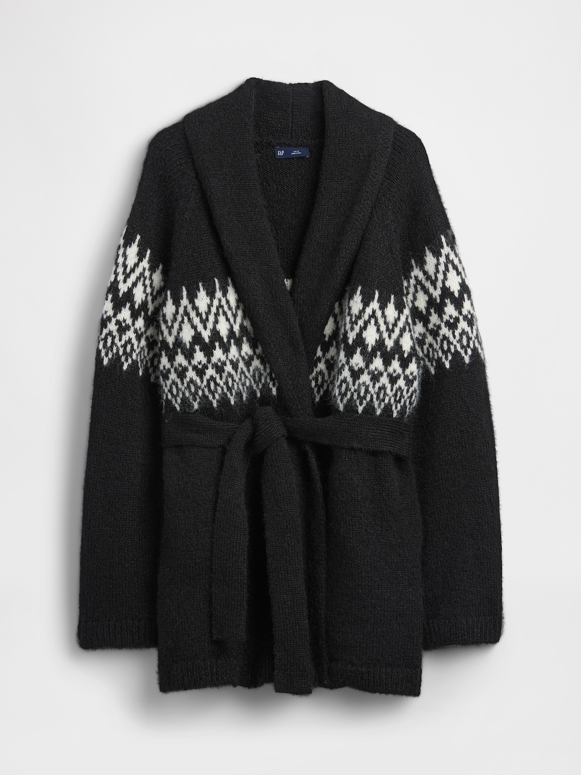 Wool-Blend Fair Isle Shawl Cardigan