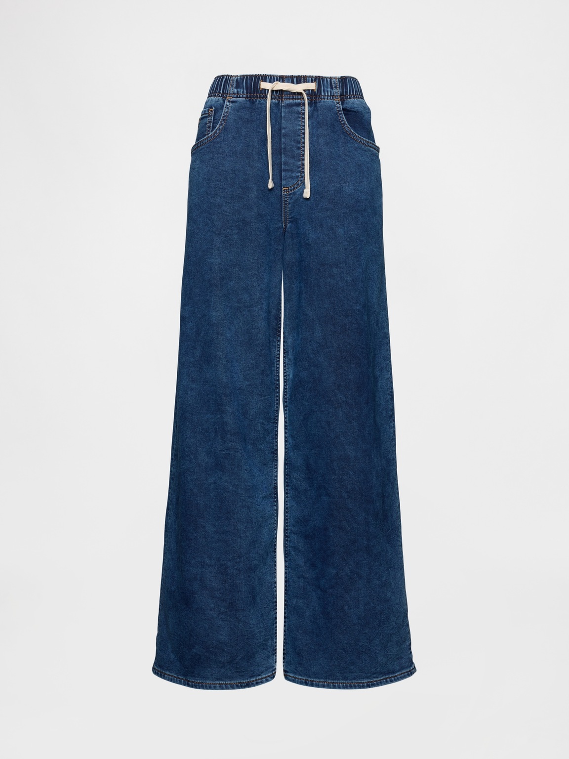Mid Rise Knit Denim Baggy Jeans