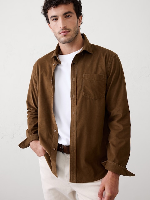 mens dress shirts brown Wrangler Men's Wrinkle Resist Long Sleeve Shirt Brown, M main image 0