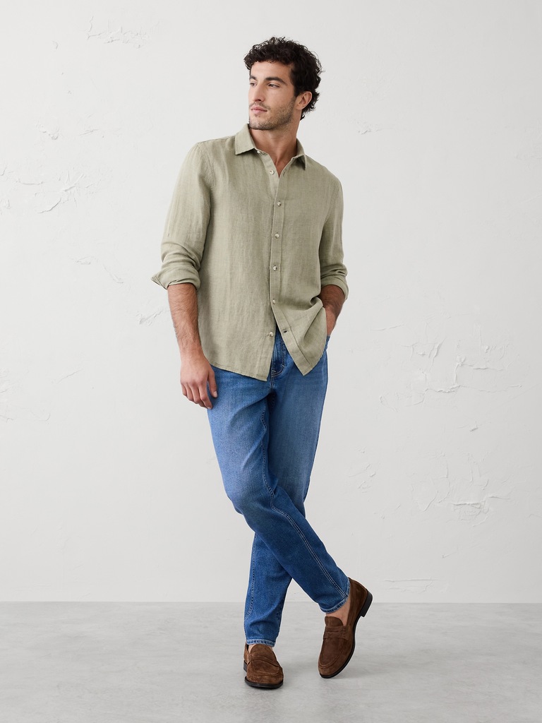 Slim-Fit Linen-Blend Shirt