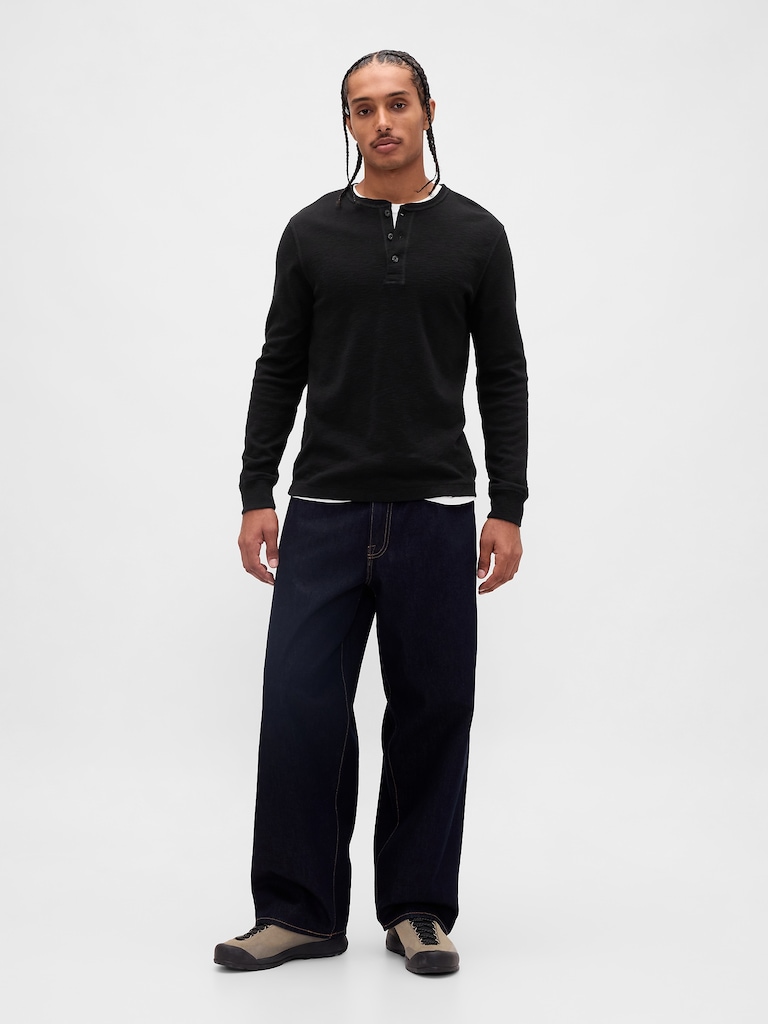 Double-Knit Henley T-Shirt