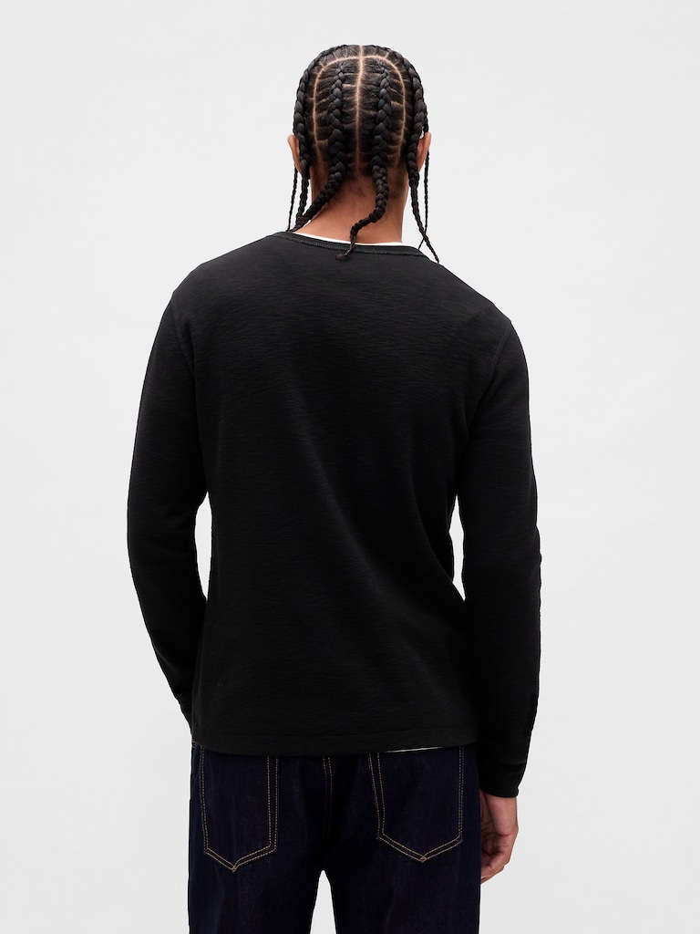 Double-Knit Henley T-Shirt